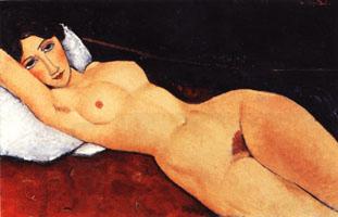 Amedeo Modigliani Reclining Nude on a Red Couch